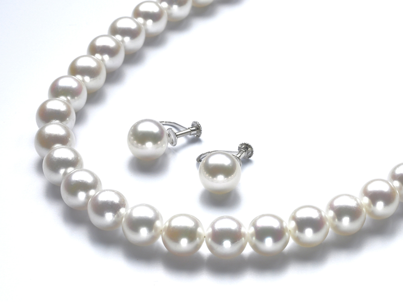 アコヤ本真珠2点セット 8-8.5ミリ 特選品 色の選択可能(8-8.5ミリ・ホワイト系/ホワイトピンク系)