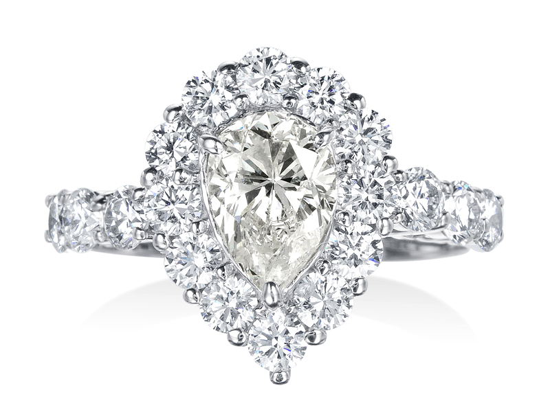 プラチナ ダイヤモンド リング SI-2クラス(中石1.014ct 脇石1.03ct・SI-2クラス Lカラー ペアシェイプカット)