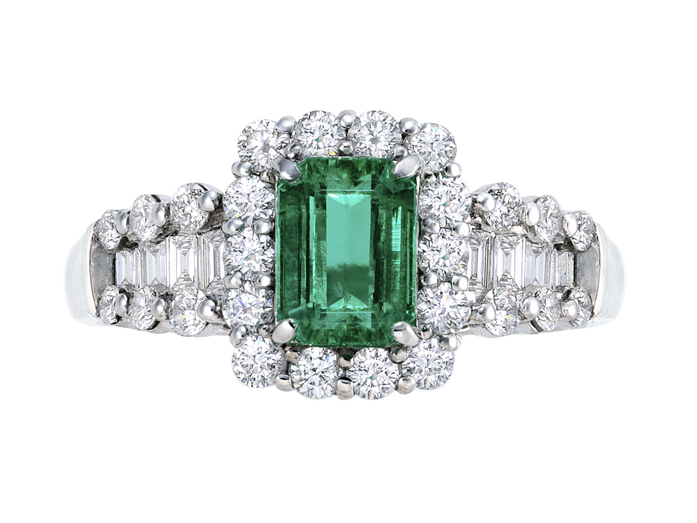 コロンビア産 エメラルドリング 5月の誕生石フェア 通常価格1,980,000円より10%OFF 令和8年5月31日まで(E1.08ct D0.85ct・ノンオイル無処理 最上級)