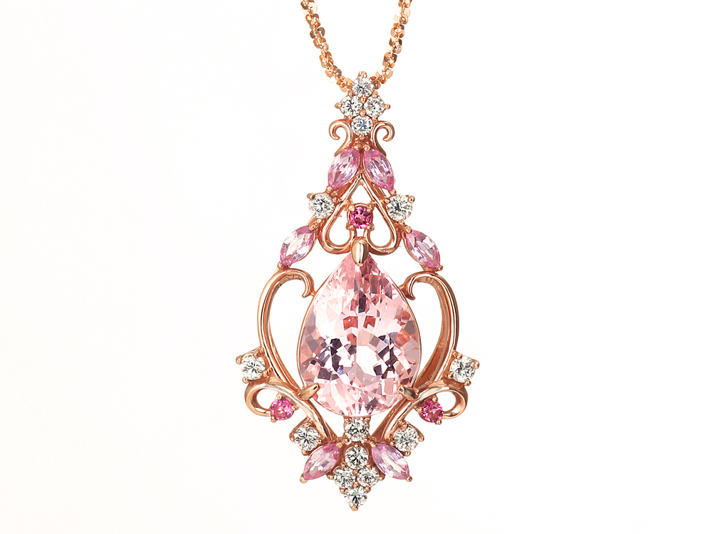 K18PG モルガナイト ダイヤモンド ネックレス 4月の誕生石フェア 通常価格380,000円より10%OFF 令和8年4月30日まで(MO 4.27ct D0.43ct )