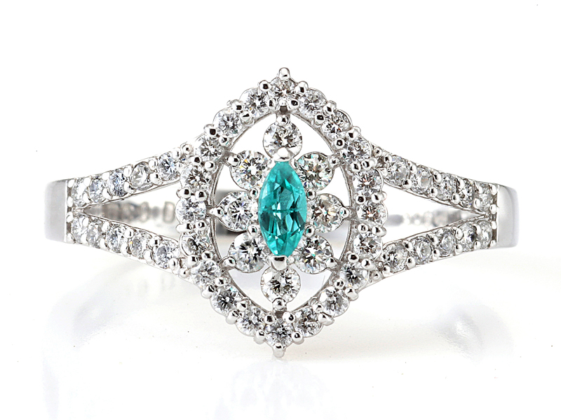 プラチナ パライバトルマリン リング (PA0.09ct D0.37ct・ブラジル産)