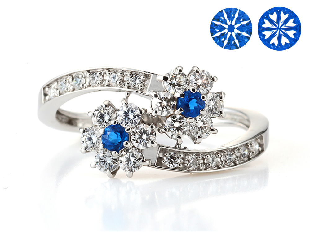 プラチナ アウイナイト ダイヤモンド リング(HA0.08ct D0.50ct・ハート&キューピッド)