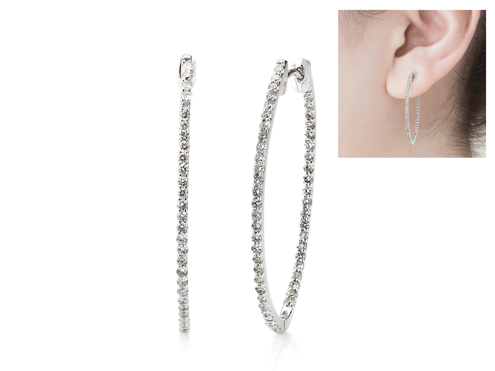 プラチナ製 ダイヤモンド フープピアス(合計1.0ct)